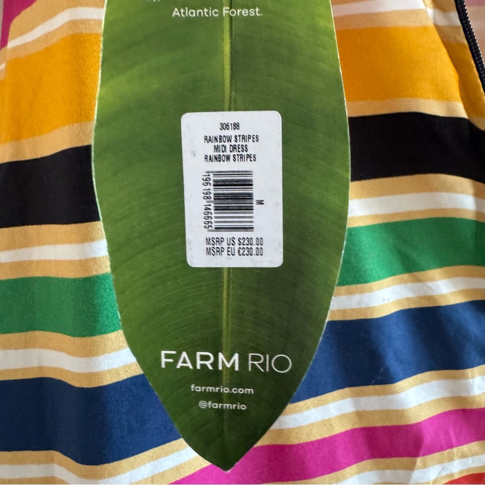 NWT Farm Rio Rainbow Stripe Midi Dress - Picture 7 of 8